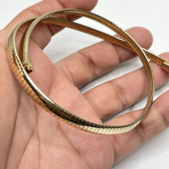 Vintage Gold Tone Hallow Omega Chain Necklace Fashion Stunning Elegant Boho - Picture 5 of 8